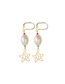 Fashion Golden Fish Titanium Pearl Cutout Fish And Starfish Clip Earrings