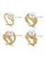 Fashion 5# Titanium Diamond And Pearl Ring