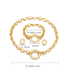 Fashion Gold Color Titanium Geometric Hoop Stud Necklace Bracelet Set