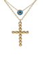 Fashion Gold Color Stainless Steel Eye Cross Double Layer Necklace