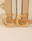 Fashion Gold Earrings Titanium Steel Gold Plated C Shape Stud Earrings
