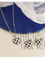 Fashion Gold Necklace-40+5cm Titanium Checkerboard Heart Necklace