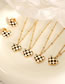 Fashion Gold Necklace-40+5cm Titanium Checkerboard Heart Necklace