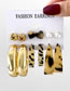 Fashion 1# Alloy Leopard Geometric Heart C-shaped Earring Set
