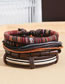 Fashion 5# Iron Sheet Wood Beaded Braided Bracelet