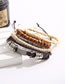 Fashion 5# Iron Sheet Wood Beaded Braided Bracelet