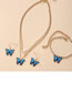 Fashion 2# Alloy Butterfly Necklace Stud Bracelet Set