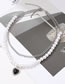 Fashion 2# Alloy Pearl Beaded Heart Double Layer Necklace