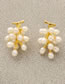Fashion Gold Color Pure Copper Pearl Grape Stud Earrings