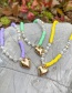 Fashion Purple Clay Shard Pearl Heart Pendant Necklace