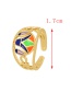 Fashion Gold Bronze Zircon Contrast Oil Drop Geometric Ring