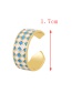 Fashion Blue Bronze Colorblock Drip Houndstooth Ring