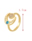 Fashion Blue Copper Set Zircon Crescent Ring
