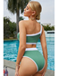 Fashion Green One-shoulder High-waisted Knitted Swimsuit
