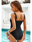 Fashion Pure Black Polyester Triangle One Piece Swimsuit