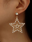 Fashion Gold Color Alloy Diamond Set Pearl Pentagram Stud Earrings