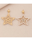 Fashion Gold Color Alloy Diamond Set Pearl Pentagram Stud Earrings