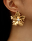 Fashion Gold Color Alloy Geometric Flower Pearl Stud Earrings