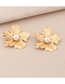 Fashion Gold Color Alloy Geometric Flower Pearl Stud Earrings