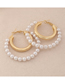 Fashion Gold Color Alloy Pearl Hoop Earrings