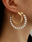 Fashion Gold Color Alloy Pearl Hoop Earrings