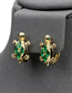 Fashion A Green Zirconium Turtle Copper Turtle Earrings With Diamonds