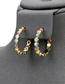 Fashion G Dark Blue Bronze Diamond Drop Oil Eye Earrings