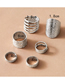 Fashion Silver Alloy Geometric Openwork Water Ripple Spiral Ring Set