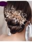 Fashion Gold Headdress Alloy Flower Leaf Braided Rhinestone Hair Comb