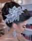 Fashion Silver Color Headwear + Earrings Geometric Diamond Braided Hair Clip Stud Earrings Set