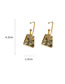 Fashion Black Brass Set Crystal Trapezoid Stud Earrings