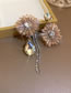 Fashion Orange Geometric Diamond Crystal Flower Tassel Asymmetric Stud Earrings
