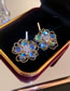 Fashion Gold Copper Diamond Pearl Crystal Flower Stud Earrings