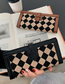 Fashion Long Brown Black Edge Checkerboard Canvas Tri-fold Multi-card Wallet