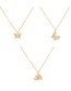 Fashion Gold-2 Bronze Zircon Butterfly Pendant Necklace