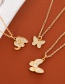 Fashion Gold Bronze Zircon Butterfly Pendant Necklace