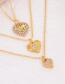 Fashion Gold Bronze Zircon Heart Pendant Necklace