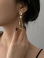Fashion Gold Asymmetric Portrait Medallion Pearl Stud Earrings