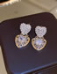 Fashion White Bronze Zirconium Pearl Heart Stud Earrings