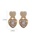 Fashion White Bronze Zirconium Pearl Heart Stud Earrings