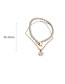 Fashion Gold Color Pearl Beaded Flower Medal Double Layer Necklace