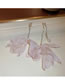 Fashion Pink Fabric Petal And Diamond Tassel Drop Earrings
