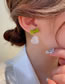 Fashion 19# Silver Color Needle - Green Geometric Diamond Flower Stud Earrings