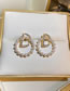 Fashion Gold Alloy Diamond Pearl Alphabet Stud Earrings