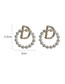 Fashion Gold Alloy Diamond Pearl Alphabet Stud Earrings