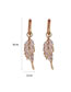 Fashion Gold Copper Inlaid Zirconium Leaf Earrings
