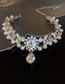 Fashion Silver Alloy Diamond Drop Pearl Flower Necklace