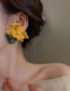 Fashion Yellow Organza Flower Stud Earrings