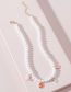 Fashion White Alloy Pearl Beaded Oil Alphabet Necklace