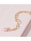 Fashion Pink Glass Peach Heart Chain Bracelet